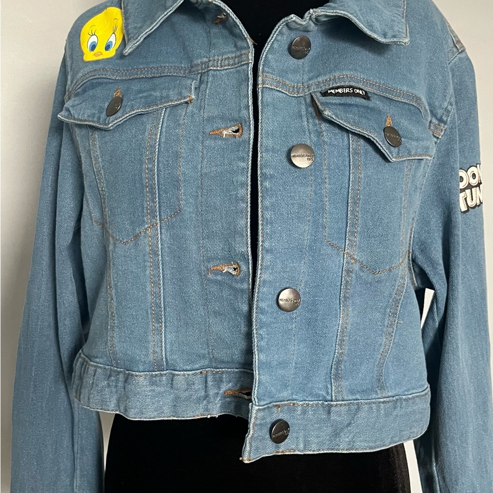 Members Only Cropped Blue Denim Jacket Disney